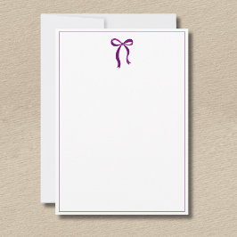 Cartão De Notas Simple Plum Purple Bow Thin Border No text