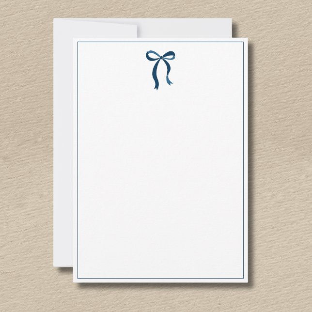 Cartão De Notas Simple Prussian Blue Bow Thin Border No text (Criador carregado)
