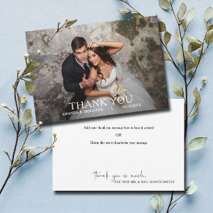 Cartão De Notas Simples Agradecimentos de Foto de Casamento Modern