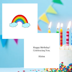 Cartão De Notas Simples Arco-íris Caprichoso Feliz Aniversário