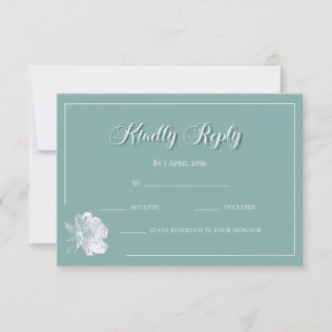 Cartão De Notas Simples Caligrafia Verde Sage Floral RSVP de Casam