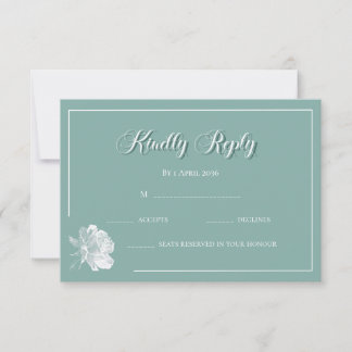 Cartão De Notas Simples Caligrafia Verde Sage Floral RSVP de Casam