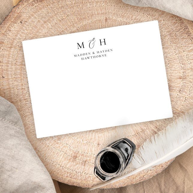 Cartão De Notas Simples carta de Casal de Monograma Moderno (Criador carregado)