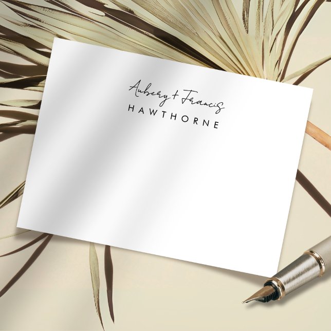 Cartão De Notas Simples carta de Casal de Monograma Moderno (Criador carregado)