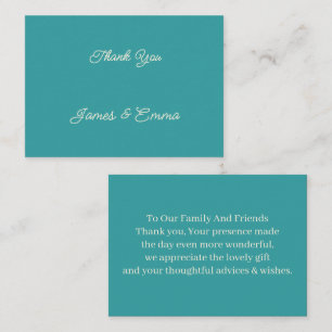 Cartão De Notas Simples Casamento Personalizado De Teal Obrigado