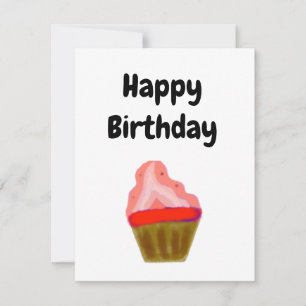 Cartão De Notas simples cupcakes vermelhos elegante feliz aniversá