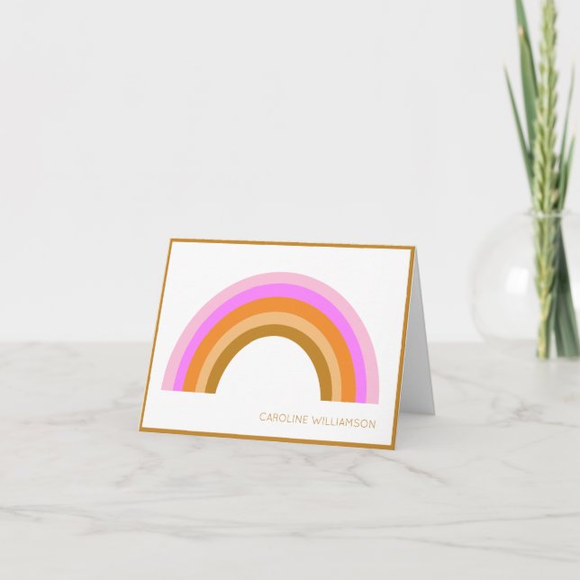 Cartão De Notas Simples Cute Retro Arco-Íris Nome Personalizado Ro (Frente)