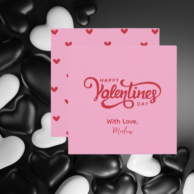 Cartão De Notas Simples Dia dos Namorados Felizes e Rosa (Criador carregado)