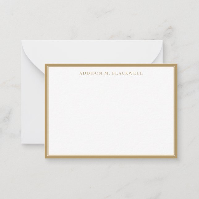 Cartão De Notas Simples e moderno profissional branco Dourado (Frente)