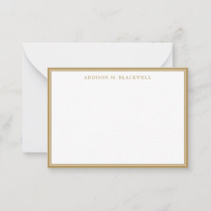 Cartão De Notas Simples e moderno profissional branco Dourado