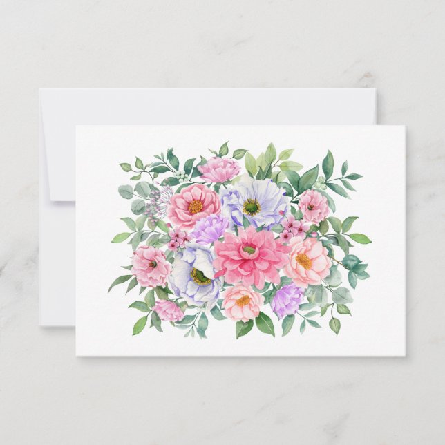 Cartão De Notas Simples Elegante Buquê Floral de Aquarela (Frente)