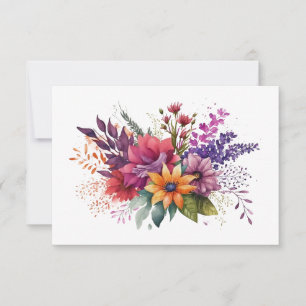 Cartão De Notas Simples Elegante Buquê Floral de Aquarela