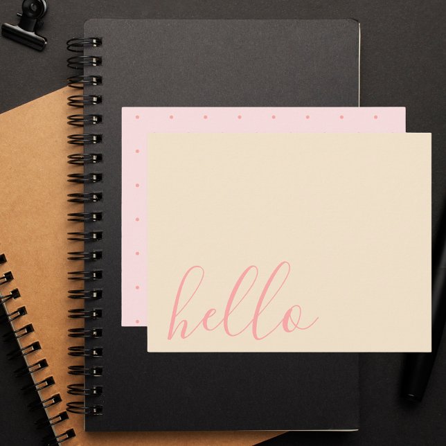 Cartão De Notas Simples, elegante, marfim branco e rosa moderno (Criador carregado)