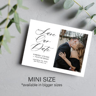 Cartão De Notas Simples foto chic elegant script casamento salvar