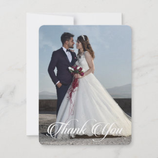 Cartão De Notas Simples Foto de Casamento Adicione Seu Agradecimen