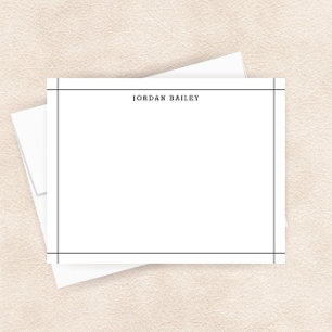 Cartão De Notas Simples Geométrico Preto Branco Moderno Profission