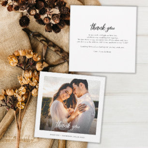 Cartão De Notas Simples Mão Letada Foto Casamento Obrigado