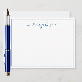 Cartão De Notas Simples Marinho Azul Script Professional Flat
