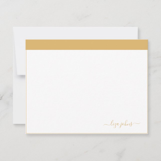 Cartão De Notas Simples Moderno Script Profissional Dourado (Frente)