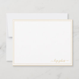 Cartão De Notas Simples Moderno Script Profissional Dourado