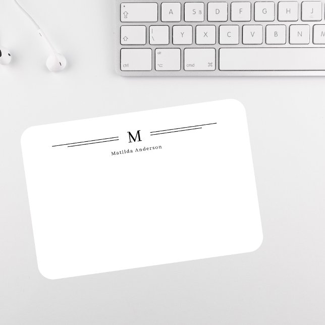 Cartão De Notas Simples Monograma Nome Família Formal (Criador carregado)