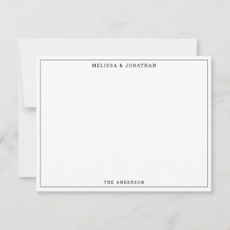 Cartão De Notas Simples, preto e branco, fino limite clássico