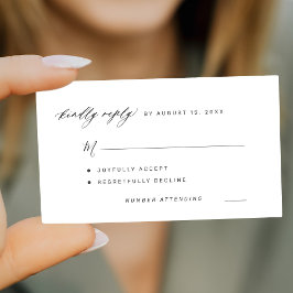Cartão De Notas Simples preto e branco reproduzindo RSVP de casame