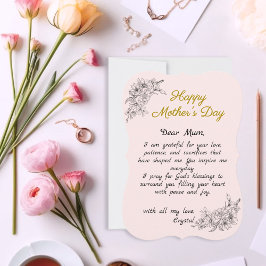 Cartão De Notas Simples rosa - Carta Personalizada do Dia da Mãe