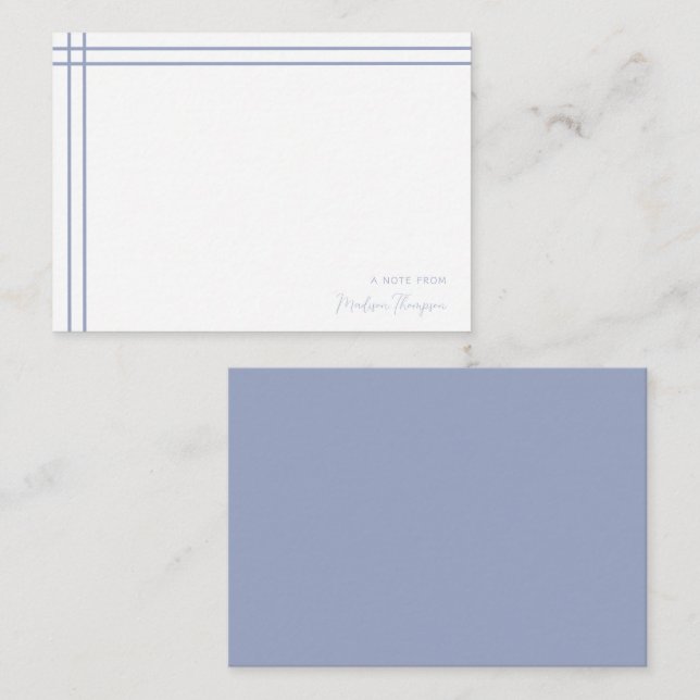 Cartão De Notas Simples Script Dusty Blue 2 Lado Duplo Limite (Frente/Verso)