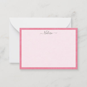 Cartão De Notas Simples Script Personalizado Girly Pink