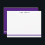 Cartão De Notas Simples Três Listras Cinzas Roxas Papelaria Mascul<br><div class="desc">Este design apresenta 3 faixas na parte inferior da placa e espaço para um nome. Clique no botão personalizar se quiser mover/dimensionar as imagens e continuar a modificar o texto! Variações deste design, cores adicionais, além de coordenar produtos estão disponíveis em nosso compro, zazzle.com/store/doodlelulu. Entre em contato conosco se precisar...</div>