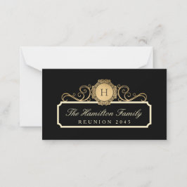 Cartão De Notas Sindicato da Família Elegante Dourado Monograma Pr