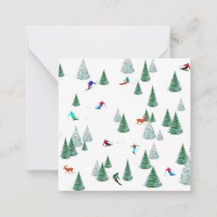 Cartão De Notas Skiers - Descida Skiing - Ilustração de Esqui
