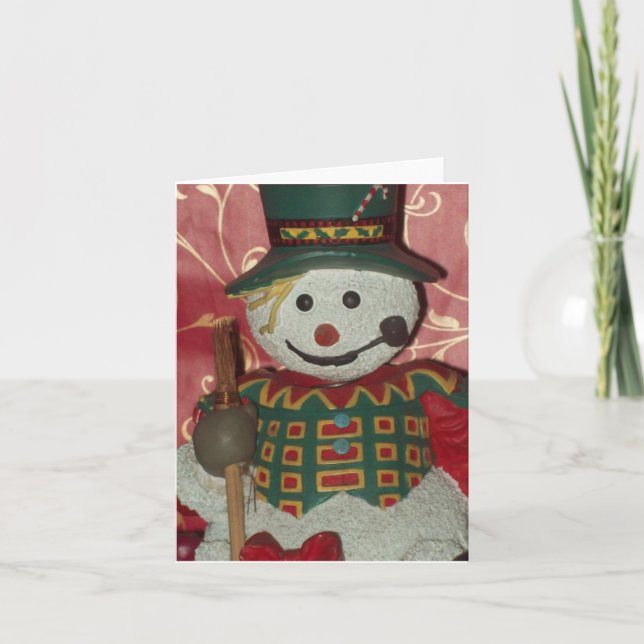 Cartão De Notas Snowman Photo Folded Note Card (Frente)