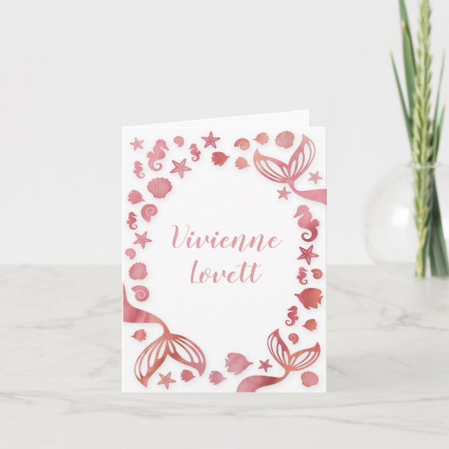 Cartão De Notas Sob o mar Sereia (Frente)