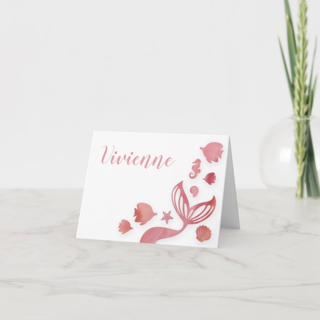 Cartão De Notas Sob o mar Sereia (Frente)