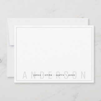 Cartão De Notas Sobrenome mínimo da família da borda da Cinza escu