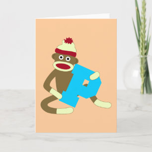 Cartão De Notas Sock Monkey Monogram Boy P