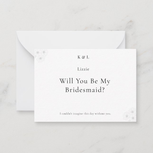 Cartão De Notas Soft Bloom Elegance Will You Be My Bridesmaid Card (Frente)