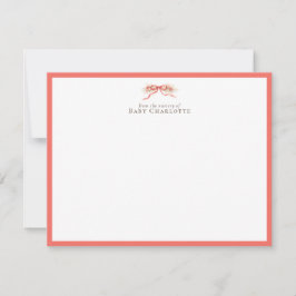 Cartão De Notas Soft Coral Bow Nursery Note Card – Personalized