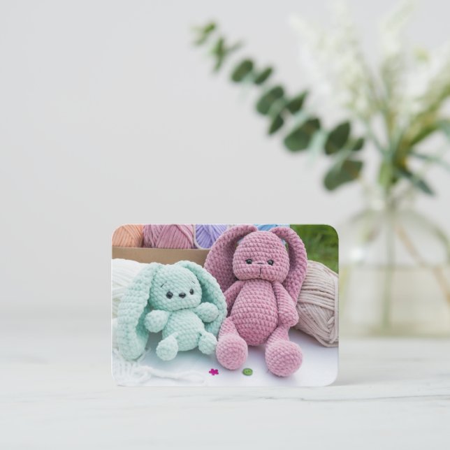 Cartão De Notas Soft Crochet Bunny Friends – Pastel Yarn Mood (Em pé/Frente)
