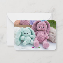 Cartão De Notas Soft Crochet Bunny Friends – Pastel Yarn Mood