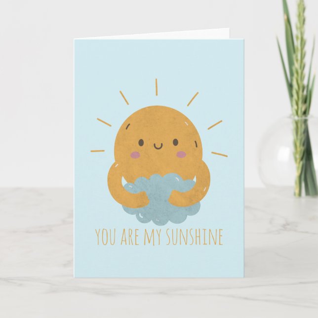 Cartão De Notas Sol em Cute Personalizável Abrangendo a Nuvem (Frente)