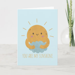 Cartão De Notas Sol em Cute Personalizável Abrangendo a Nuvem