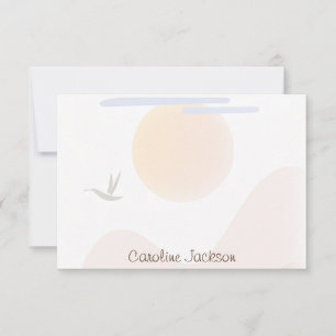Cartão De Notas Sol minimalista, montanha e ave personalizados