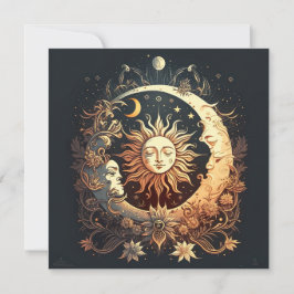 Cartão De Notas Solar e Lua Celestial
