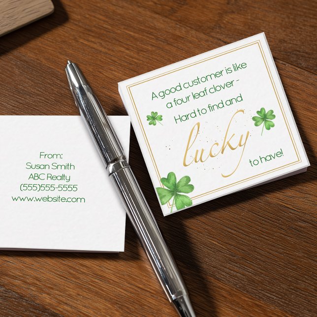 Cartão De Notas Sortudo por ter o cliente no dia de São Patrício (Personalized St Patrick's Day pop by card for real estate and business)