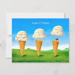Cartão De Notas Sorvete Cone, Whimsical de Balão de Ar Quente, Nom