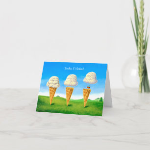 Cartão De Notas Sorvete Cone, Whimsical de Balão de Ar Quente, Nom