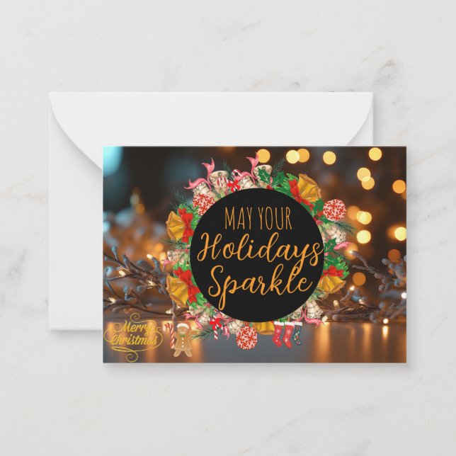 Cartão De Notas Sparkle and Glow Holiday Photo Card (Frente)
